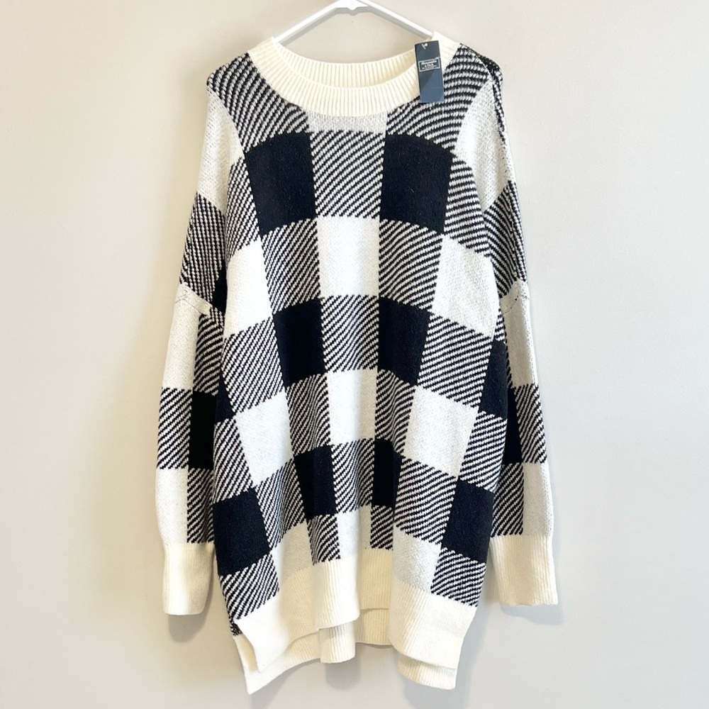 NWT Abercrombie Checkered Crewneck Sweater Tunic Dress